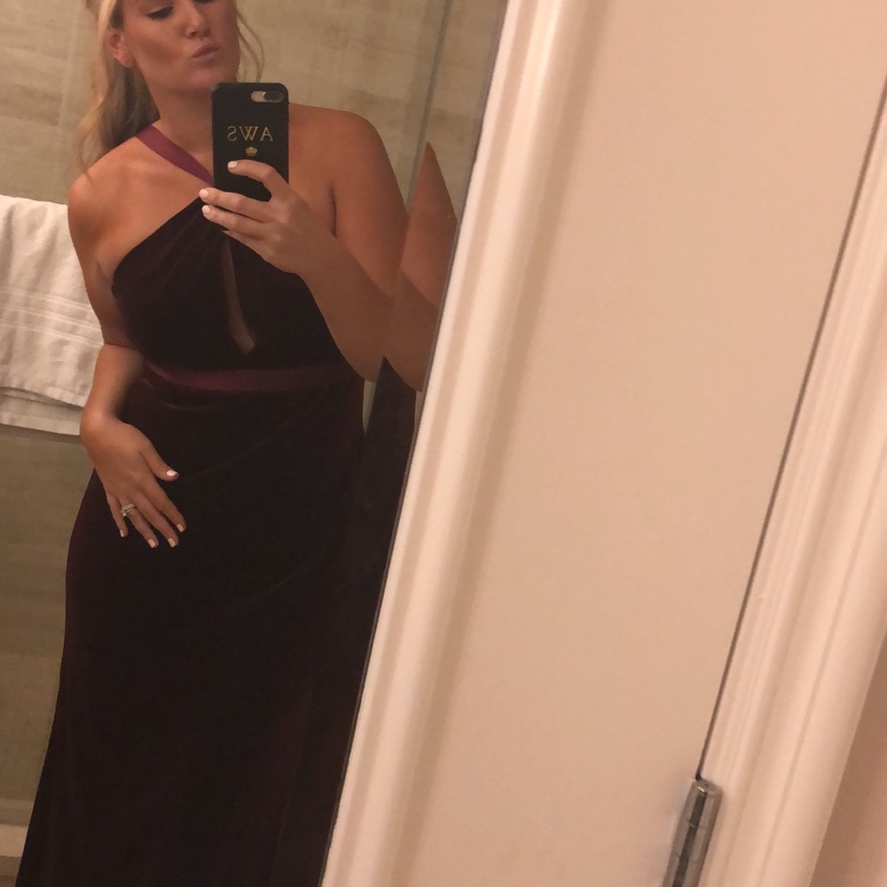 Crimson red velvet gown